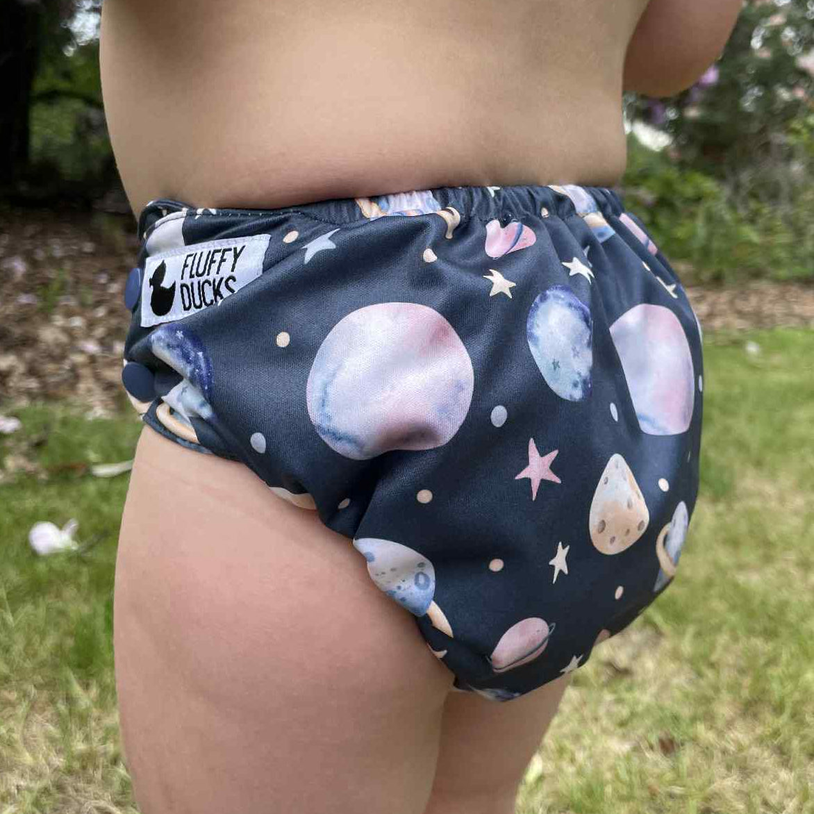 Planet themed cloth nappy